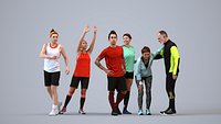 Basics0407 - A set containing 5 models of male and female adults standing in sport attire
