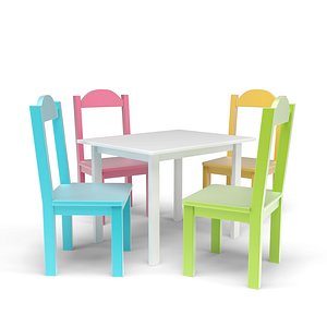 kids table chairs set 3D model