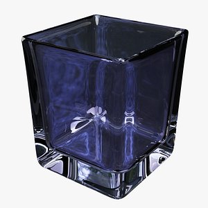 highball glass square blue 3D