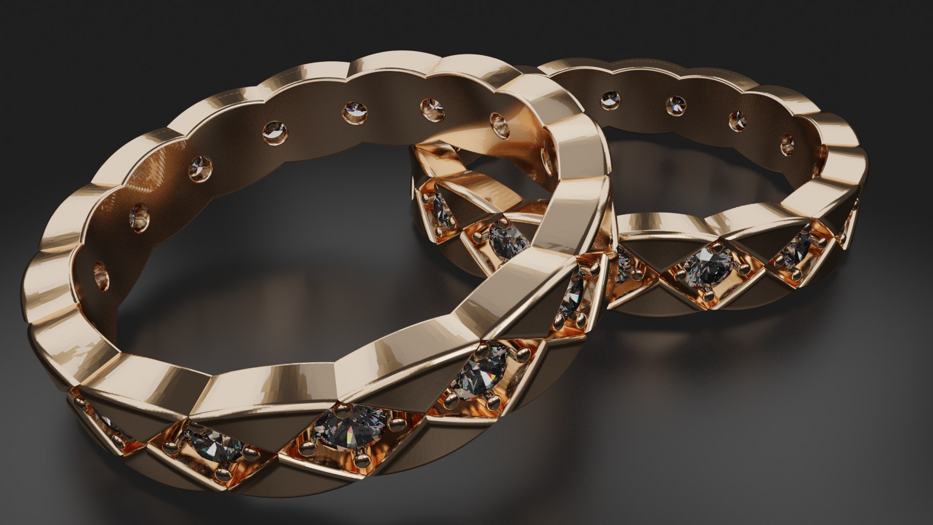3D Wavy Ring with Gems model - TurboSquid 1842578