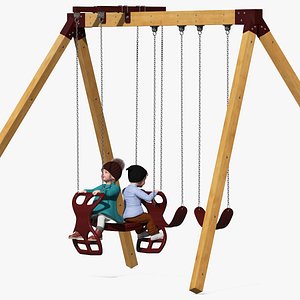 3D model Toddler Children on Swing Fur