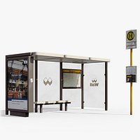 Typical German Bus and Tram Stop with Sign from Berlin