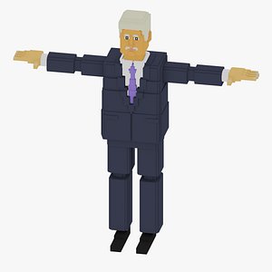 Man in suit low poly cartoon style