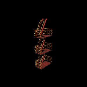 Fire escape stairs 3D model 3D model