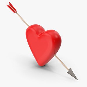 Arrow Hitting Red Heart Symbol 3D model