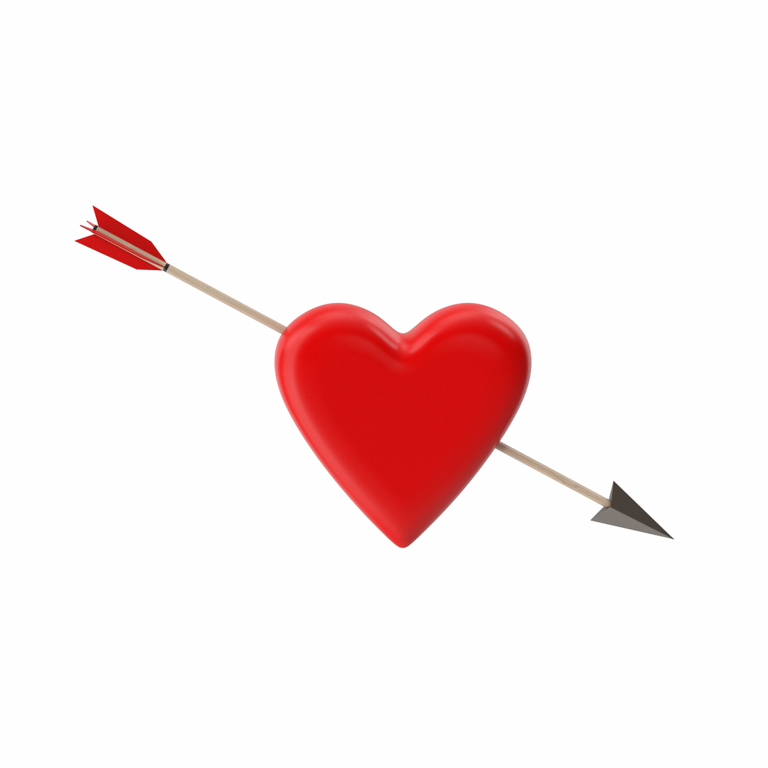 Arrow Hitting Red Heart Symbol 3D Model - TurboSquid 2220908