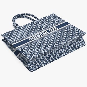Book Tote Bag Cristian Dior Navy Blue