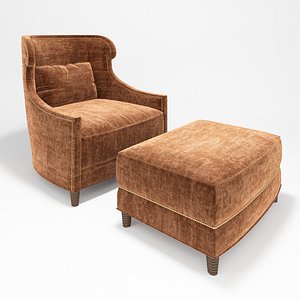 Baker Tuileries Armchair and Ottoman