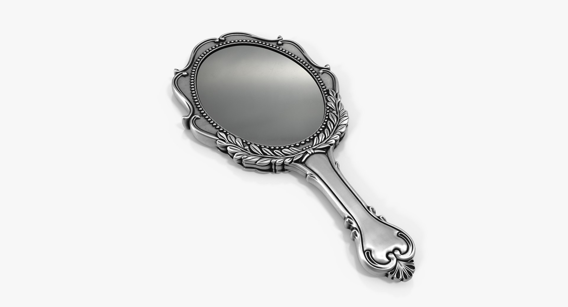 Antique Style Handheld Mirror 3D model preview