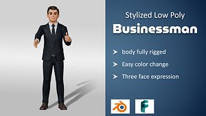 stylized businessman low poly