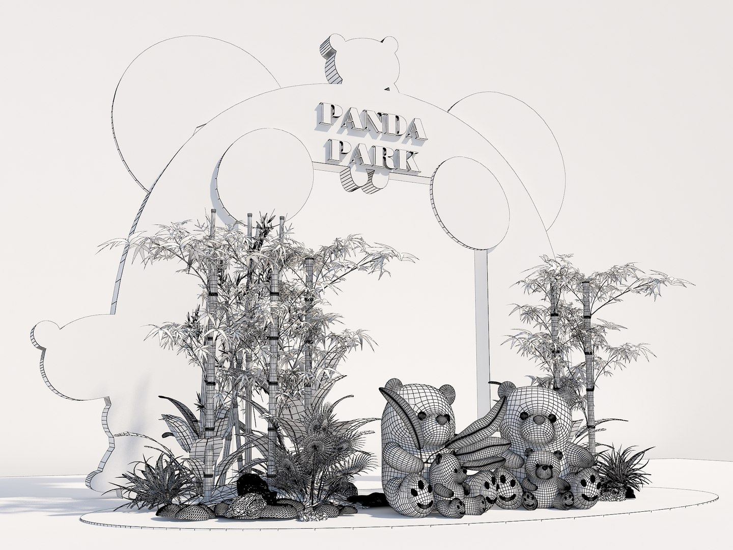 3D Model Panda Paradise Display Door Panda Theme Layout National ...