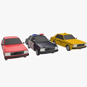 Low Poly Cartoon Cars Collection