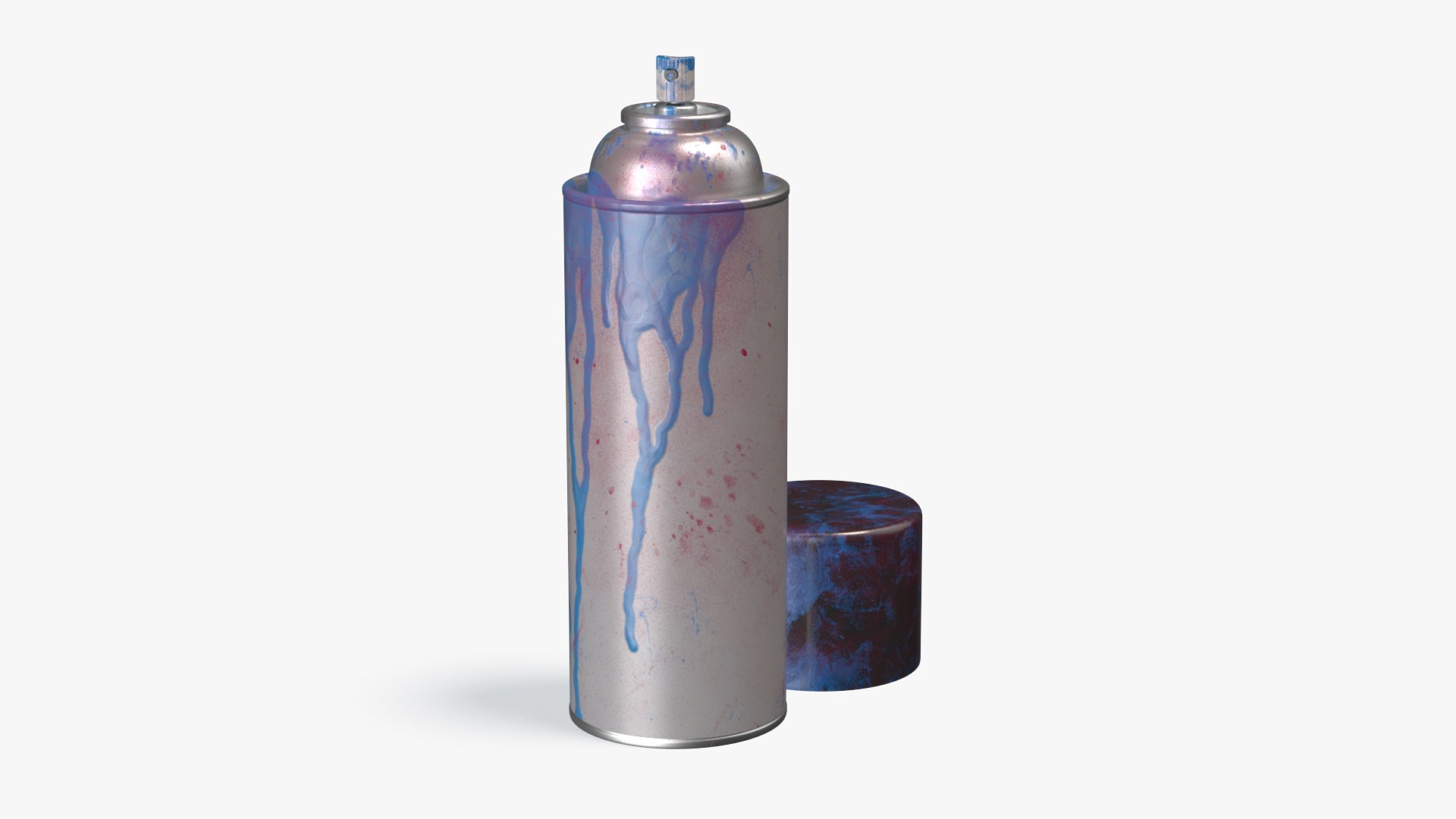 Used Cans of Spray Paint White 3D model preview