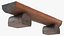 Banc en rondins vernis bois foncé