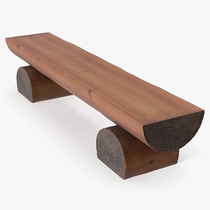 3D Varnished Log Seating Bench Dark Wood
