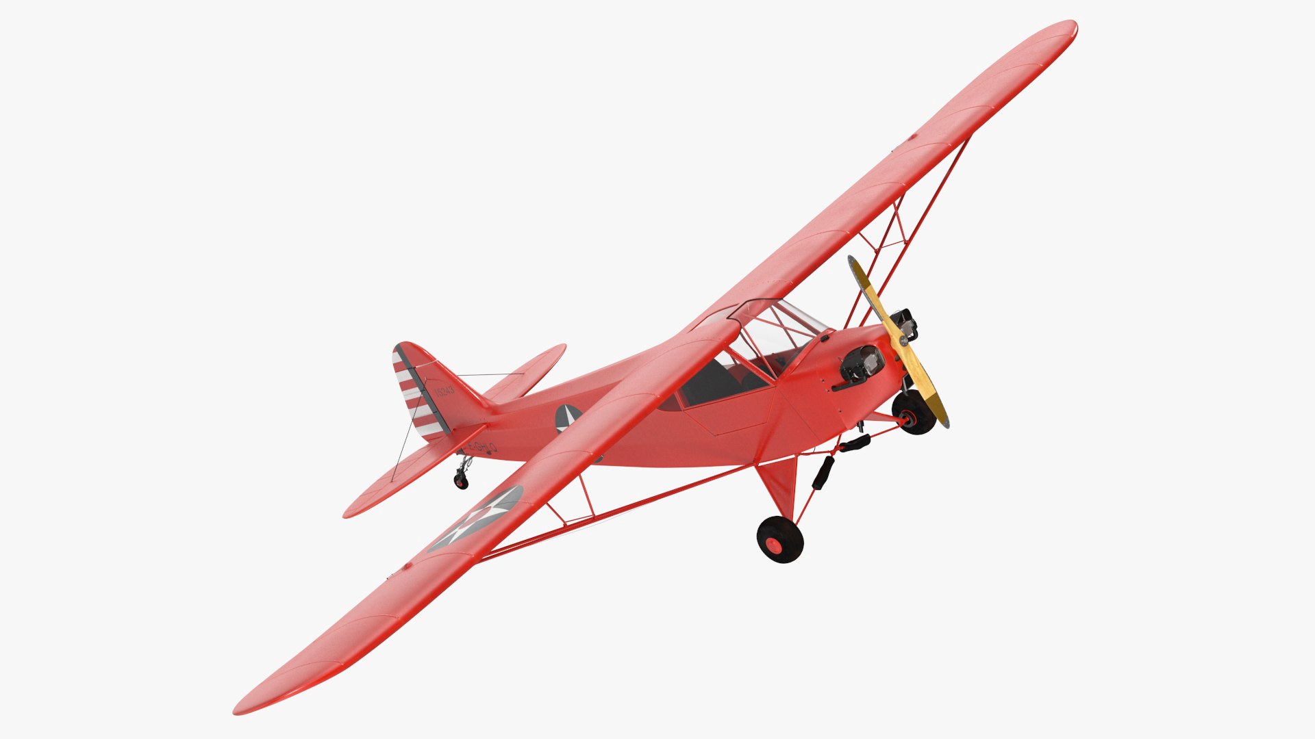 Classic Monoplane Aircraft Piper J-3 3D model preview