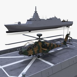 Japanese Mogami Class Frigate FFM-2 with Helicopter Rigged