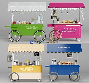 Food Cart Street Vendor Mobile Kiosk Set model