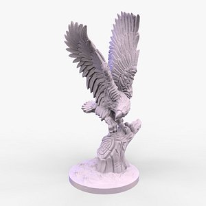 3D Eagle on Branch Sculpture model