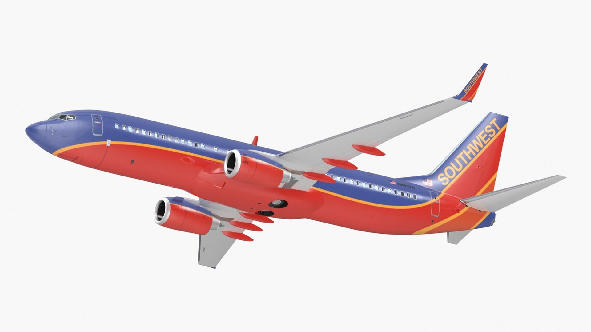 Southwest Airlines Boeing 737-800 with Interior Rigged 3D model preview