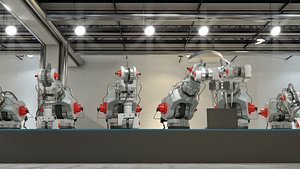 3d model of robotic production printers ready