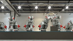 Robotic Factory Production 3d Printer Scene Vray Ready