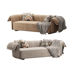 Curved Sofa Microfiber Leather 3D model