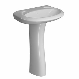 3D pedestal half wash basin