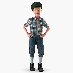 realistic child boy rigged 3D model