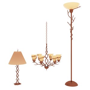 3d model of bronze lighting pack lamp