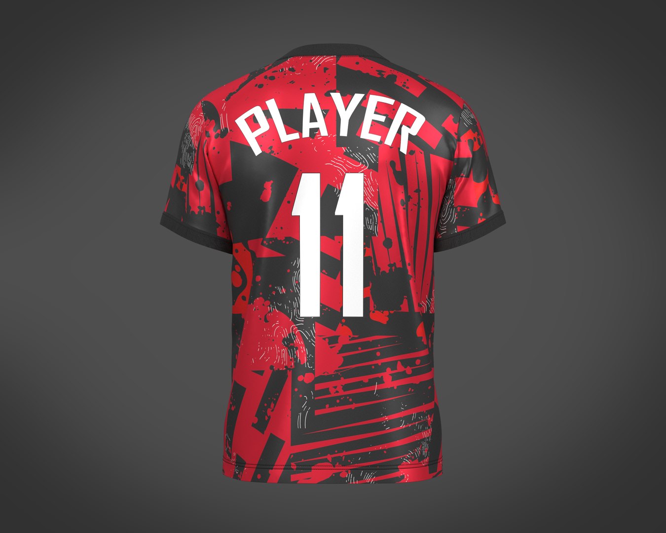 Soccer Football Red and Black color Jersey Player-11 3D model