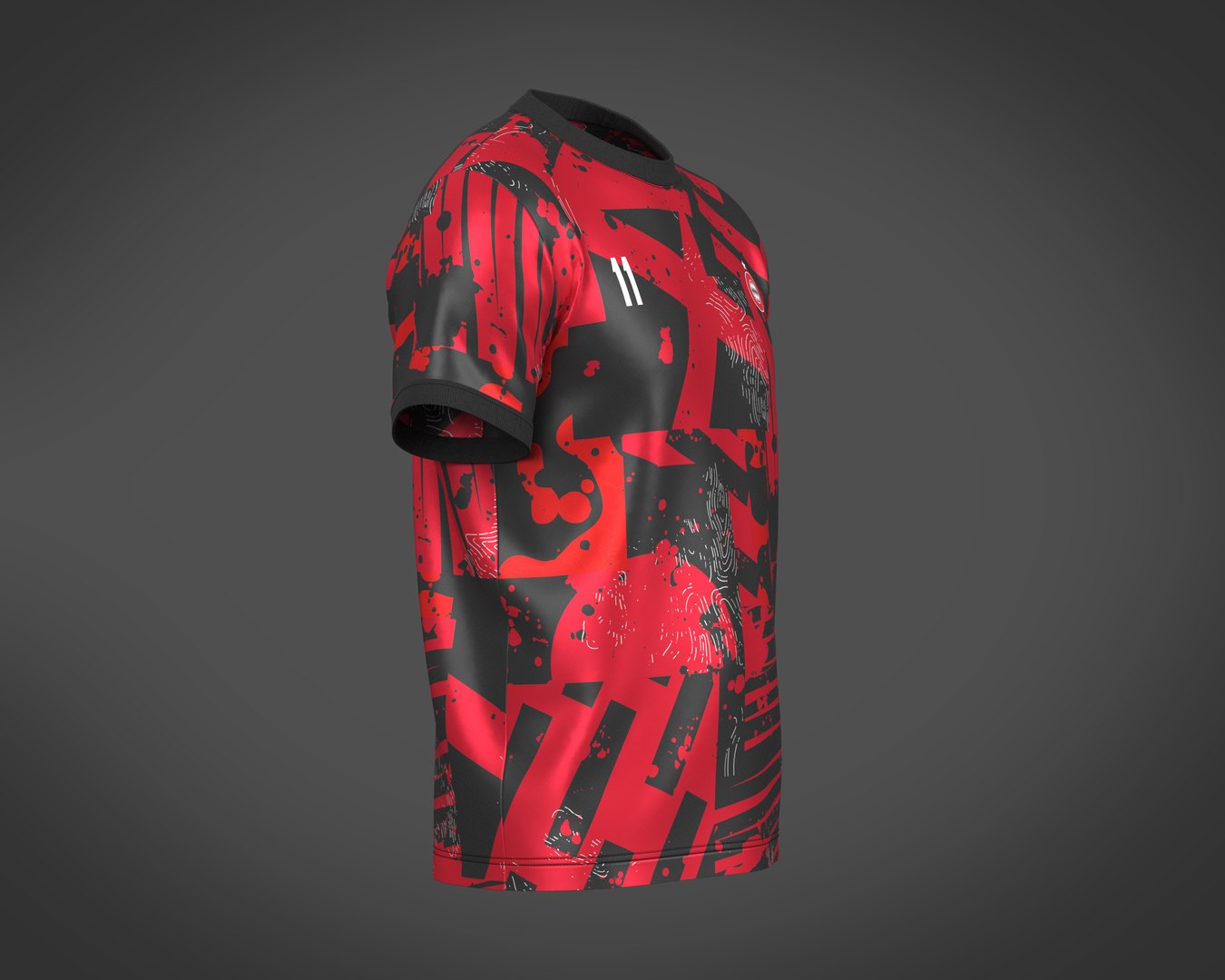 3D Soccer Football Black and Red Jersey Player-11 - TurboSquid