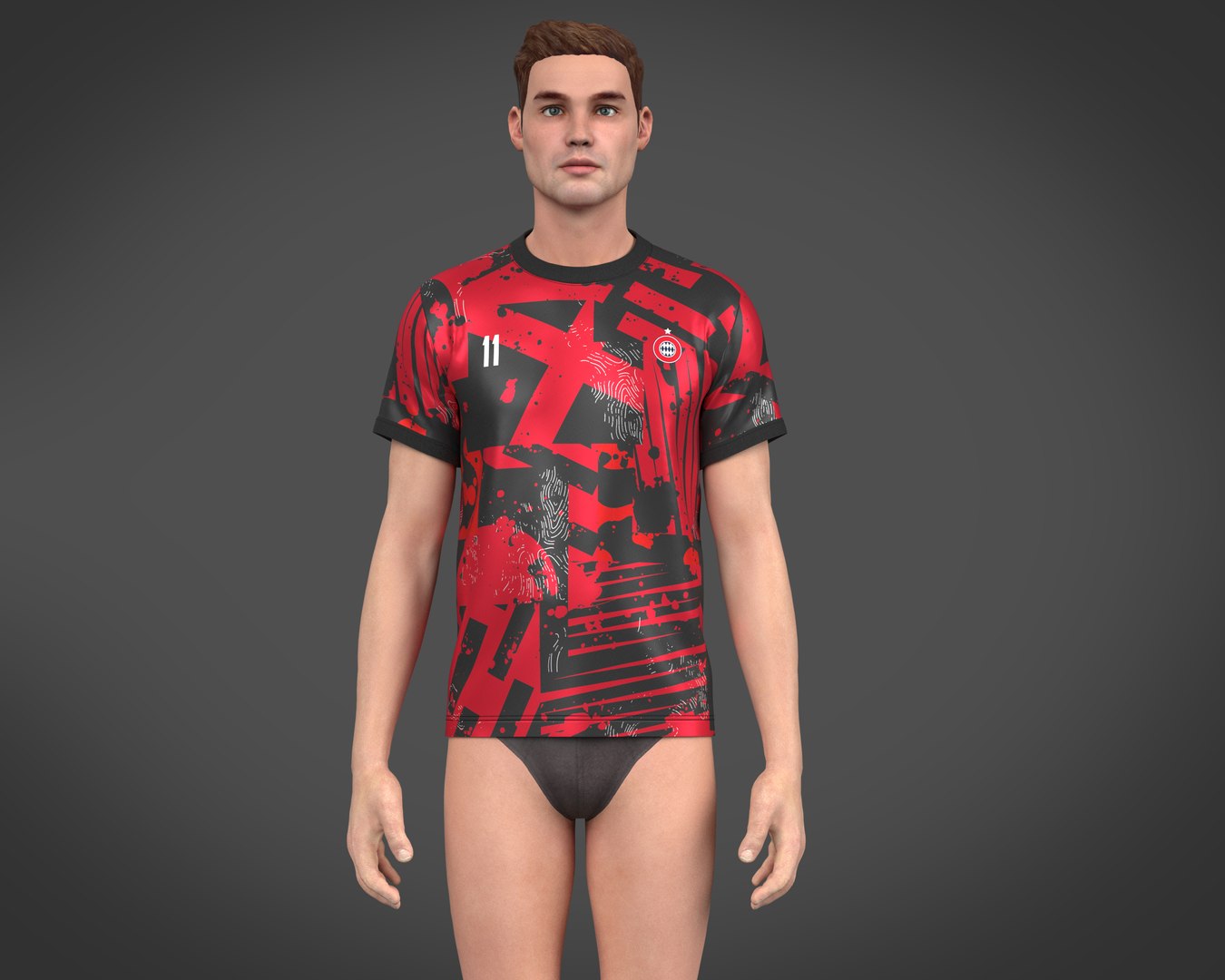 Soccer Football Red and Black color Jersey Player-11 3D model