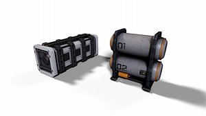 3D model Sci-Fi Container and Energy Tank
