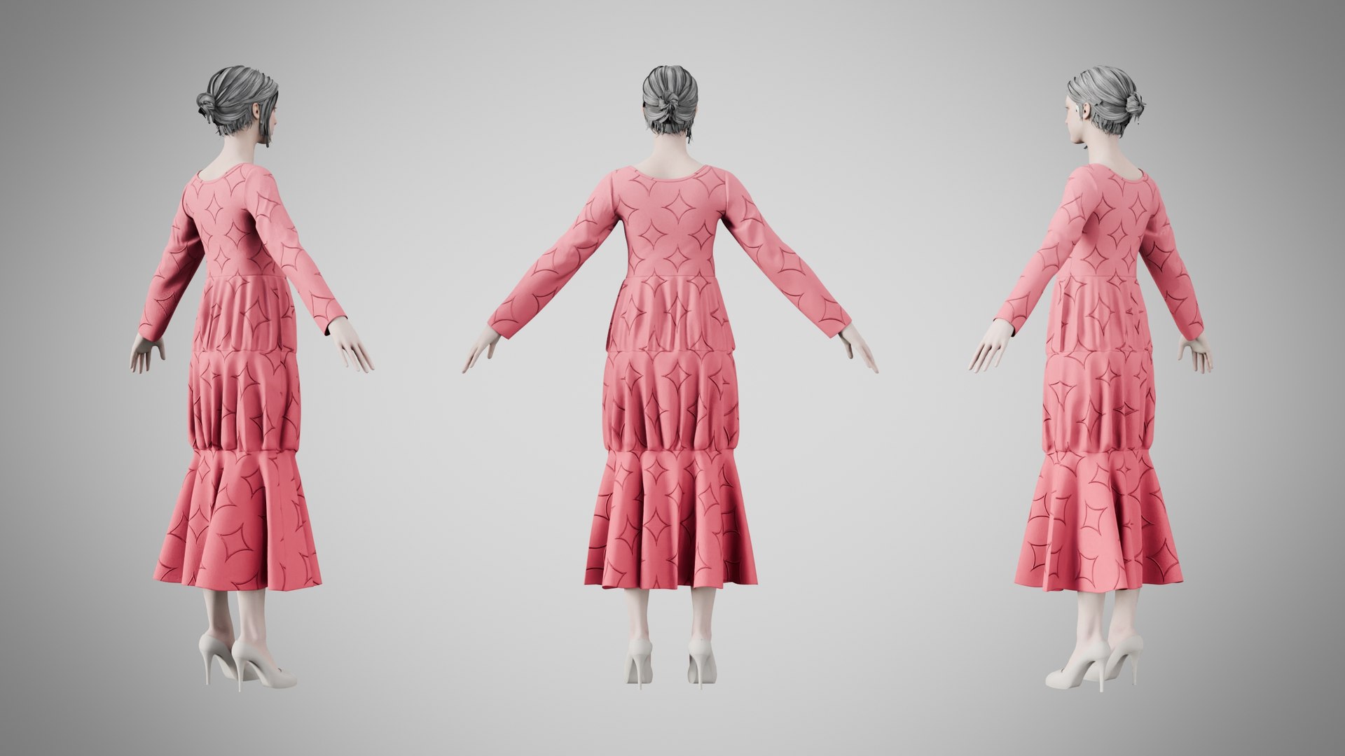 3D Dress 25 Ultra Red With Design Model - TurboSquid 2477984