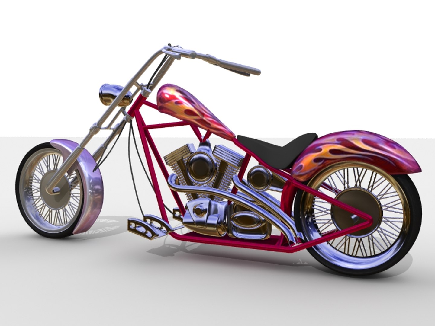 Chopper Motorcycle 3d Model