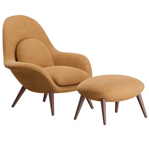 3D model Swoon Lounge Chair by Fredericia