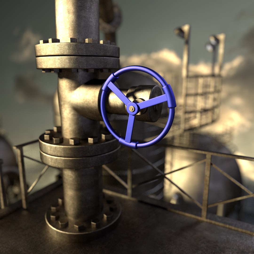 3ds Large Rusty Oil Refinery