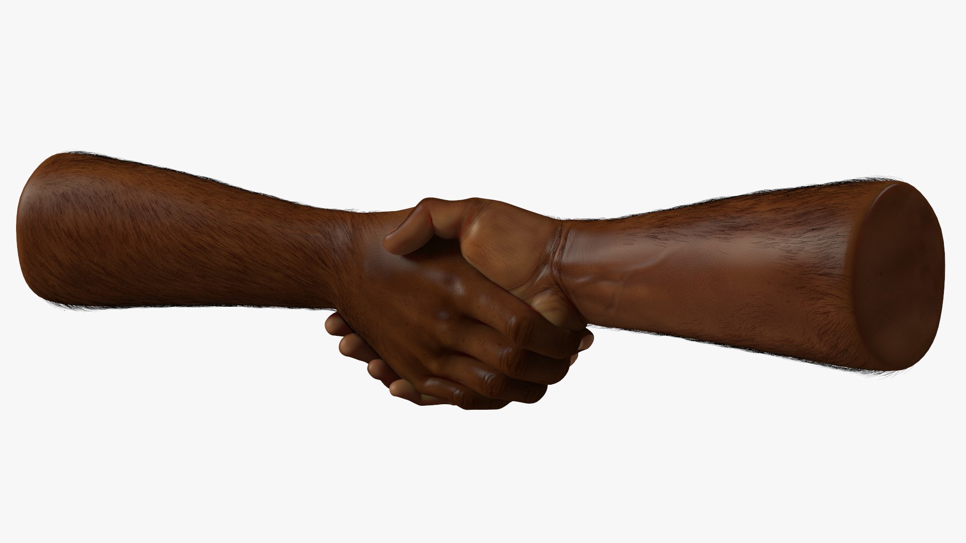 Handshake African Man Hands with Fur 3D model preview