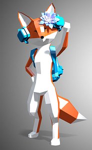 stylized fox 3d model