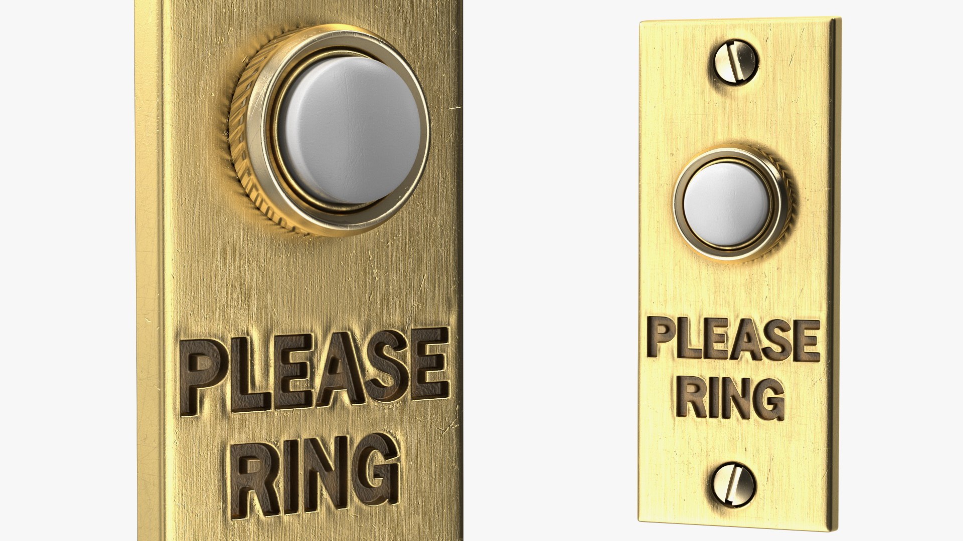 Rectangular Doorbell Gold 3D model preview