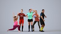 Basics0627 - A set containing 5 models of male and female adults standing in sport attire doing exer