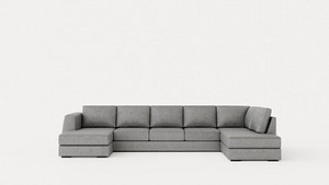 3D Optus U Sofa Large With Divan Left Light Gray