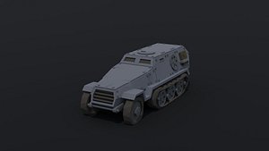 3D Low-poly Dieselpunk cartoon armored car model