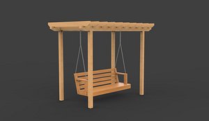 Wooden swing 07 3D model 3D model