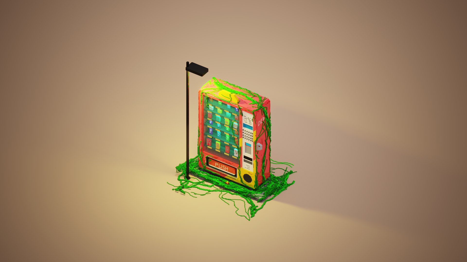 3D pixel Voxel post apocalyptic vending machine 3D model TurboSquid