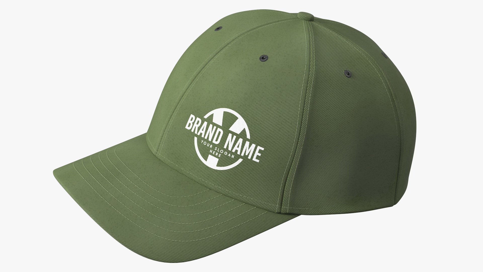 Cap Cotton Olive Your Brand 3D model preview
