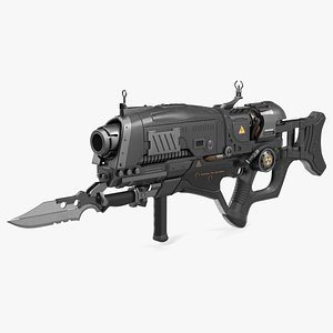 Assault Rifle Concept with Bayonet Black 3D