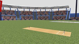 3D Low-poly Cricket Stadium model