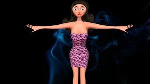 free low poly woman in dress 50